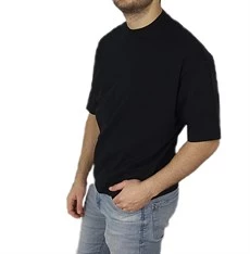 Oversize Siyah Erkek T-shirt 1041 - Resim 3