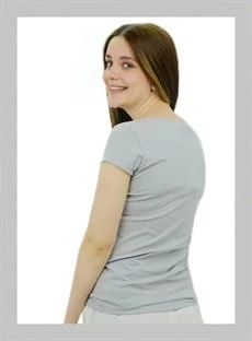 V Yaka Önü Büzgülü Gri T-Shirt - 2