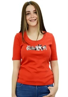 Cat&Dog Baskılı Turuncu T-Shirt - 3