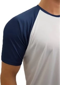 Omuz Lacivert Erkek Tişört - Beyaz - Resim 4