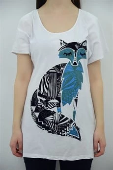 Tilki Baskılı Mavi Tunik - 4