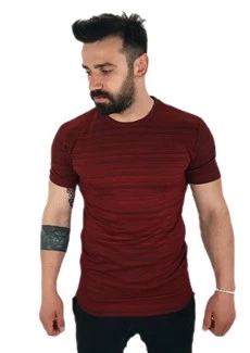 Bordo Siyah Kalın T-Shirt