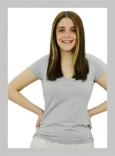 V Yaka Önü Büzgülü Gri T-Shirt - 4