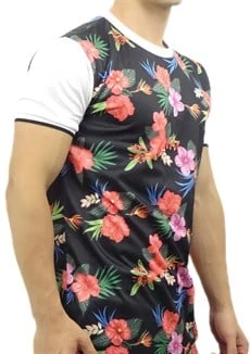 Çiçek Desenli Kolları Beyaz T-shirt 10149 - 3