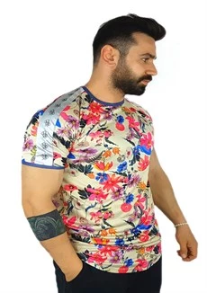 Sarı Çiçekli T-Shirt - 1