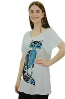 Tilki Baskılı Mavi Tunik - 2