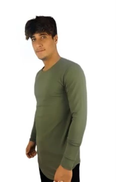 Erkek Uzun Kollu T-shirt Haki - 4