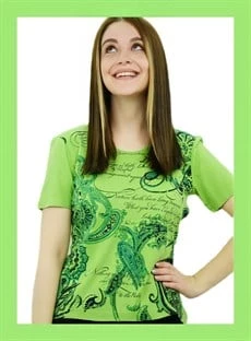 Yazı Detaylı Yeşil T-Shirt - 2