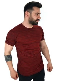 Bordo Siyah Kalın T-Shirt - 4