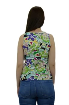 Çiçek Desenli Kolsuz Bayan Atlet - Resim 4