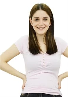 Önü Düğmeli Pembe T-Shirt - Resim 3