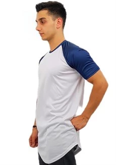 Omuz Lacivert Erkek Tişört - Beyaz - Resim 2