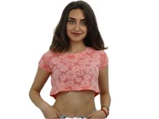 Crop Nar Çiçeği T-Shirt