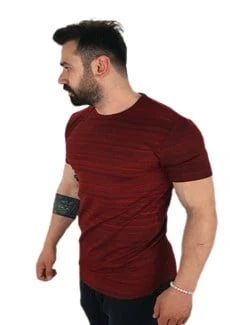 Bordo Siyah Kalın T-Shirt - 2