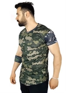 Kamuflaj Kol Detaylı T-Shirt - 2