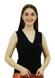 V Yaka Kolsuz Siyah Bayan Atlet - 2