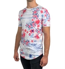 Boyu Uzun Oval Kesim Desenli T-shirt - 3