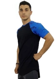 Mavi Omuz Desenli Tişört Siyah - 2