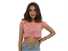 Crop Nar Çiçeği T-Shirt - 2