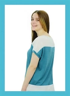 Petrol Mavisi Omuz Kumaş Detaylı T-Shirt - Resim 2