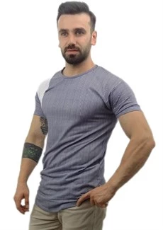 Lacivert Çizgili Beyaz Şeritli T-shirt 10115 - 3