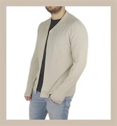 Polo Yaka Önü Açık Krem T-shirt - 3