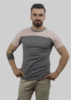 Gri Pembe Erkek T-shirt 10122 - Resim 2
