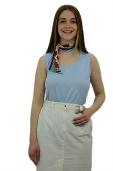Yukarlak Yaka Mavi Bayan Atlet - 2