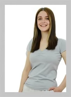 V Yaka Önü Büzgülü Gri T-Shirt - 3