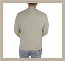 Polo Yaka Önü Açık Krem T-shirt - 4