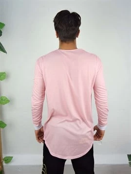 Oval Kesim Uzun Kollu T-shirt Pembe - 3