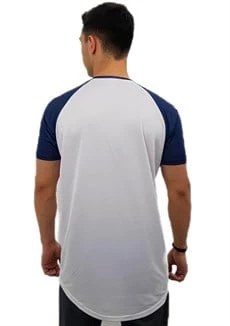 Omuz Lacivert Erkek Tişört - Beyaz - Resim 3