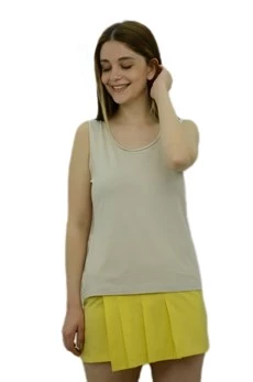 Yaka Detaylı Bej Bayan Atlet - 2