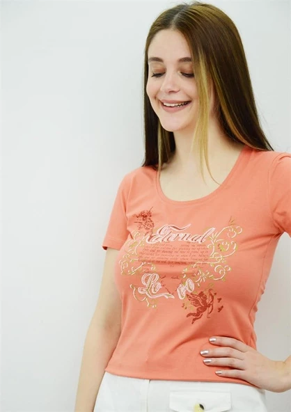 Delmod Baskılı Turuncu T-Shirt - Resim 2