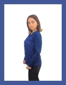 Kadın Lacivert Uzun Kollu Danteli T-shirt  - 2