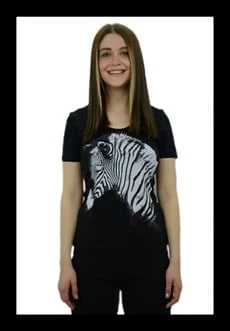 Zebra Baskılı Siyah T-Shirt - 2