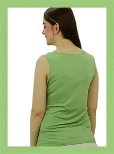 V Yaka Taşlı Yeşil Kolsuz Bayan Atlet - Resim 2