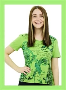 Yazı Detaylı Yeşil T-Shirt - 1