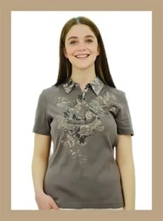 Yakalı Baskılı Toprak T-Shirt - 2