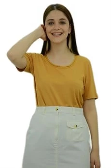 Saten Biyeli Hardal T-Shirt - 3