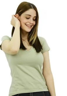 V Yaka Açık Yeşil T-Shirt - 3