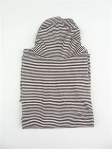 Boğazlı Kahverengi Çizgili T-shirt - 4