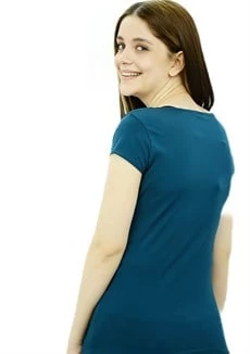 V Yaka Petrol Mavisi T-Shirt - 4