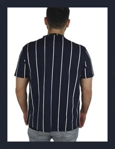 Önü Açık Boyuna Çizgili T-shirt - Resim 2