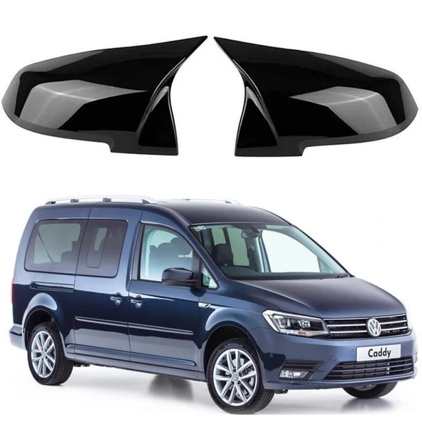 Volkswagen Caddy 2015-2020 Araca Özel Batman Yarasa Ayna Kapağı Pianoblack