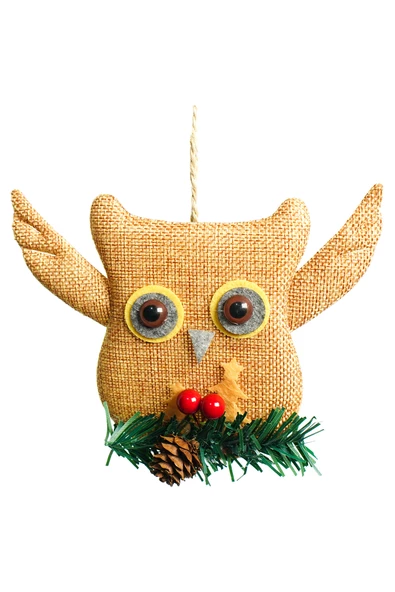 Yılbaşı Çam Ağacı Süsü Naturel Baykuş 15 cm - Resim 2