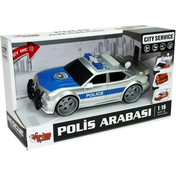 Vardem 1:16 Sürtmeli Sesli Işıklı Polis Arabası WY620A B C - 3