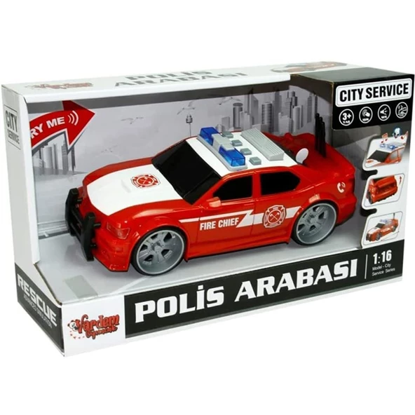 Vardem 1:16 Sürtmeli Sesli Işıklı Polis Arabası WY620A B C - 4