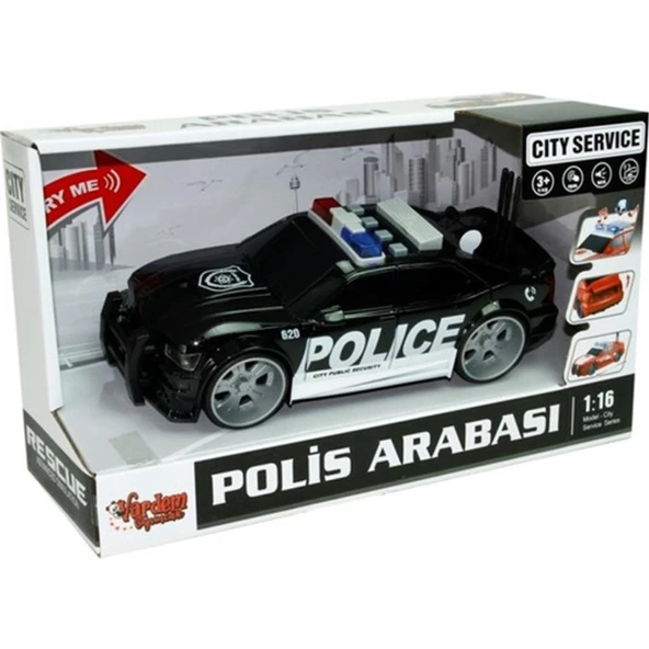 Vardem 1:16 Sürtmeli Sesli Işıklı Polis Arabası WY620A B C - 2
