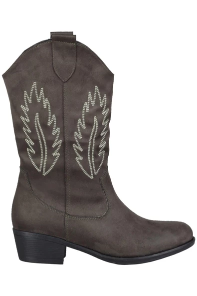 Haki Yeşil Süet Günlük Kısa Topuklu Kovboy Bot - Nana - 2